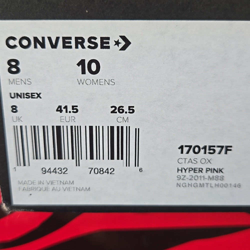 Converse Low Top Sneakers - Hyper Pink with White Accents - Picture 5 of 5